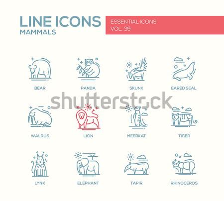 Scuba Diving line design icons set Stock photo © Decorwithme