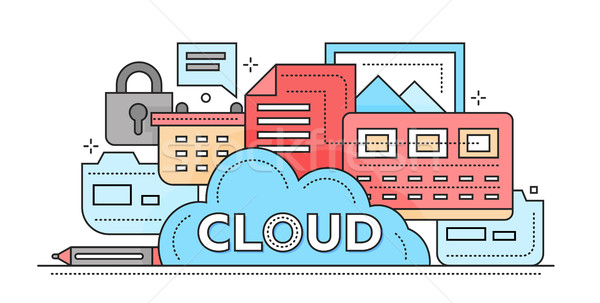 ストックフォト: 雲 · ストレージ · 技術 · 行 · デザイン · ウェブサイト