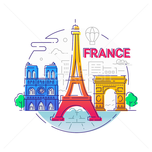 France - modern vector line travel illustration Stock photo © Decorwithme