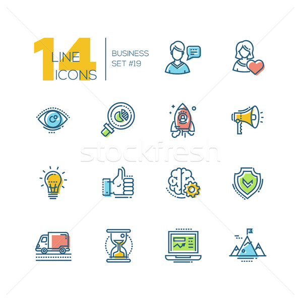 Business - colored modern single line icons set Stock photo © Decorwithme