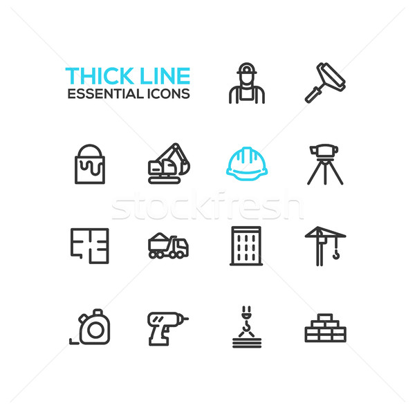 Construction - Thick Single Line Icons Set Stock photo © Decorwithme