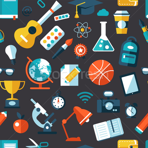 Vector school flat design seamless pattern Stock photo © Decorwithme