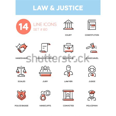 Law and Justice - flat design icons set Stock photo © Decorwithme
