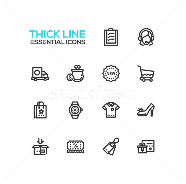 Shopping - line icons set Stock photo © Decorwithme