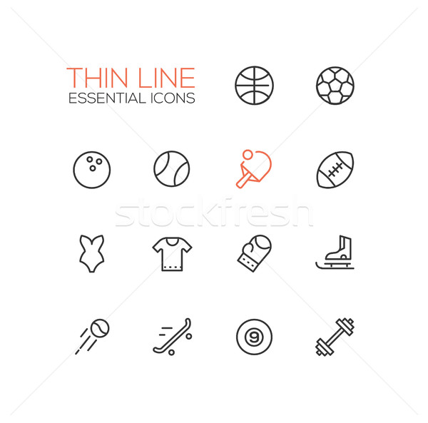 Kinds of Sport - line icons set Stock photo © Decorwithme