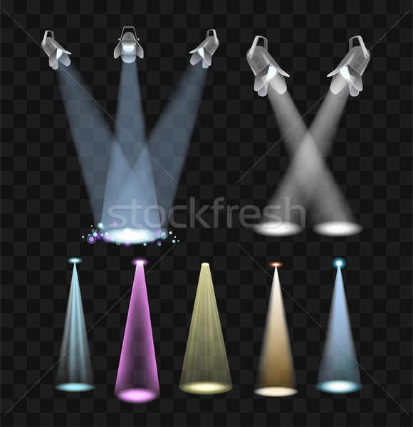 Stock fotó: Reflektor · effektek · vektor · szett · projektor · fények