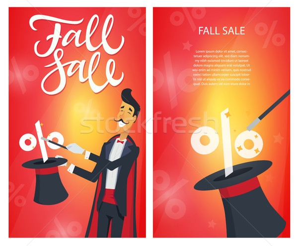 Fall sale - set of modern vector illustrations with calligraphy text Stock photo © Decorwithme