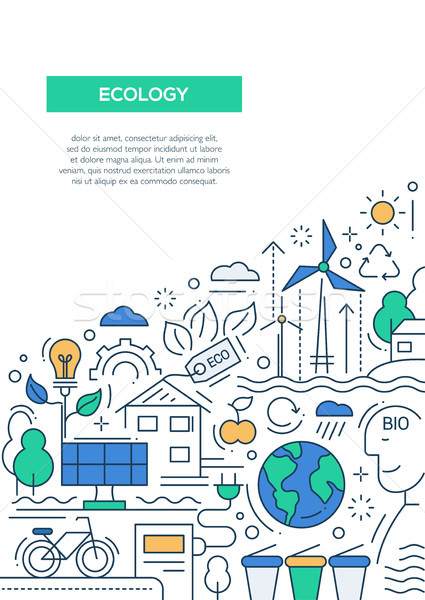 Ecology - line design brochure poster template A4 Stock photo © Decorwithme