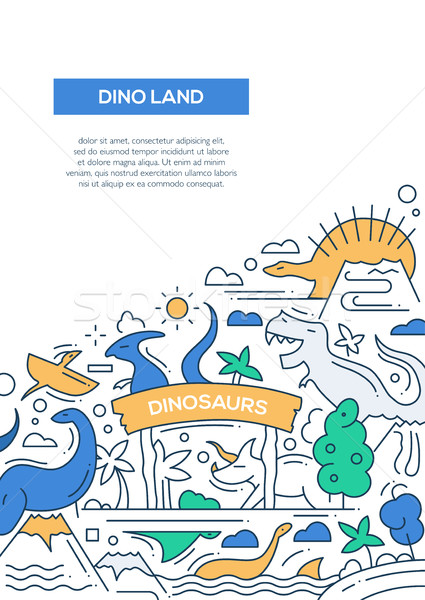 Dinoland - line design brochure poster template A4 Stock photo © Decorwithme