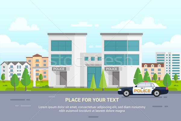 City police station with place for text - modern vector illustration Stock photo © Decorwithme