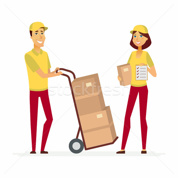 Delivery service workers - cartoon people characters illustration Stock photo © Decorwithme