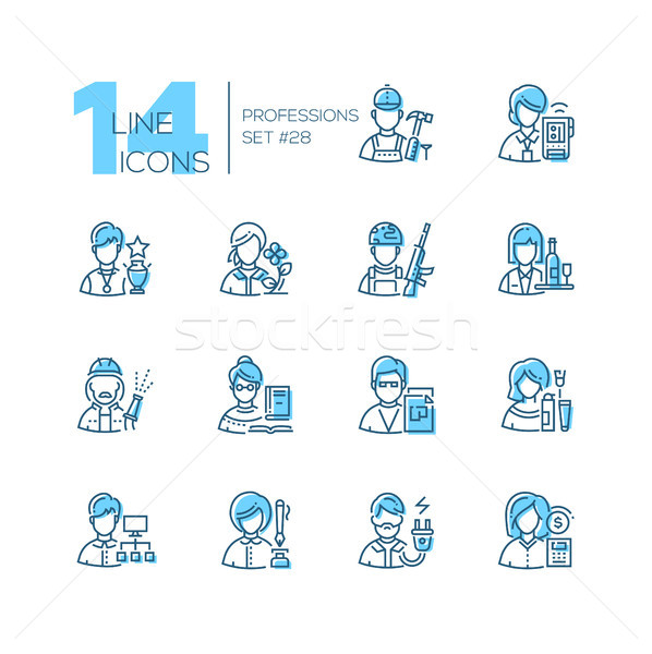 Stock photo: Professions - set of line design style icons