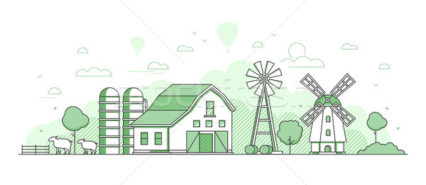 Eco farming - thin line design style vector illustration Stock photo © Decorwithme