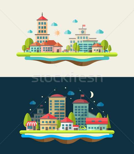 Illustration of flat design urban landscape compositions Stock photo © Decorwithme