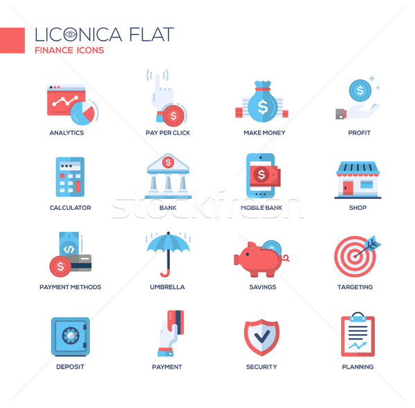 Modern office and business line flat design icons, pictograms set Stock photo © Decorwithme