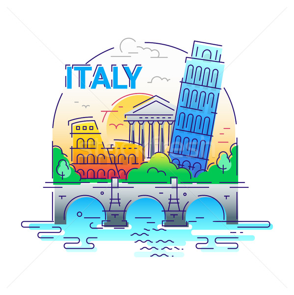 Italy - modern vector line travel illustration Stock photo © Decorwithme
