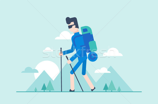 Nordic walking tour - modern flat design style illustration Stock photo © Decorwithme