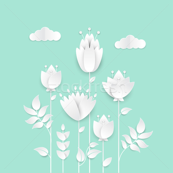 Paper cut flowers - modern vector colorful illustration Stock photo © Decorwithme