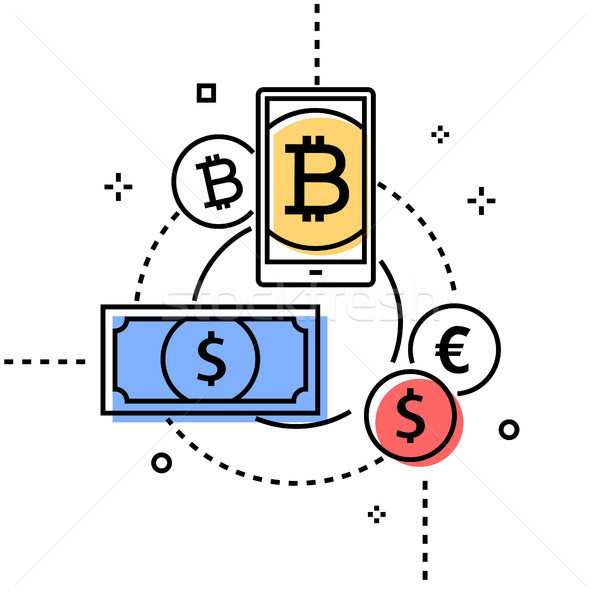 Money exchange - colorful line design style conceptual illustration Stock photo © Decorwithme