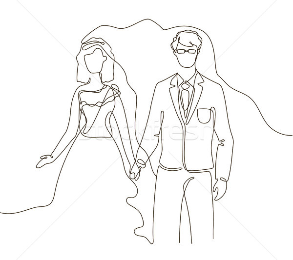Wedding - one line design style illustration Stock photo © Decorwithme