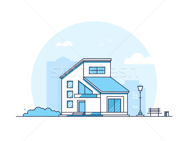 Cottage house - modern thin line design style vector illustration Stock photo © Decorwithme