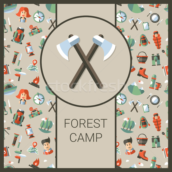 Stock photo: Modern flat design illustration of camping and hiking info graph