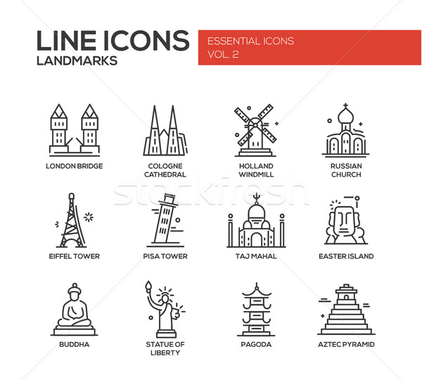 World landmarks icons set Stock photo © Decorwithme