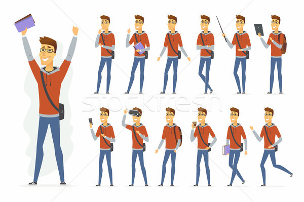 Modern student - vector cartoon people character set Stock photo © Decorwithme