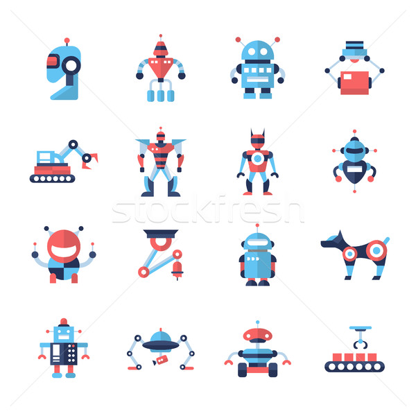 Robots - flat design icons set Stock photo © Decorwithme