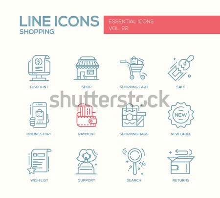 Shopping - line design icons set Stock photo © Decorwithme