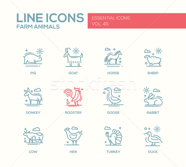 Animaux de la ferme ligne design modernes [[stock_photo]] © Decorwithme