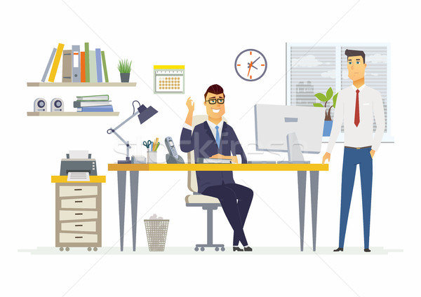 Stockfoto: Kantoor · scène · moderne · vector · cartoon · business