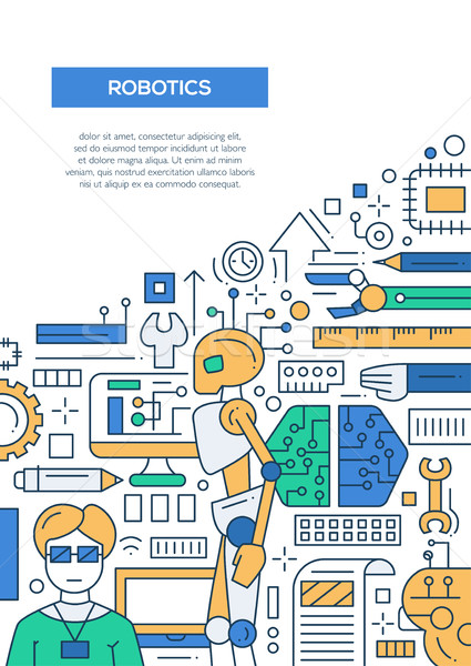 Robotics - line design brochure poster template A4 Stock photo © Decorwithme