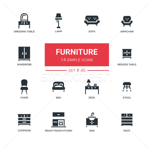 Furniture - line design icons set Stock photo © Decorwithme