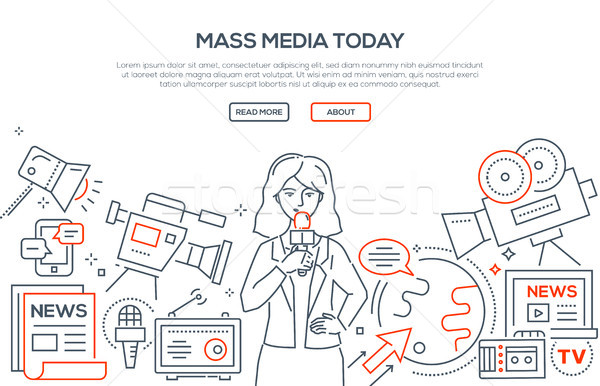 Mass media today - modern line design style illustration Stock photo © Decorwithme