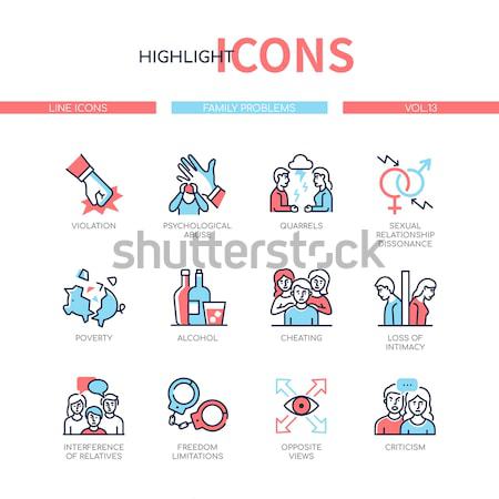 Family problems- line design icons set Stock photo © Decorwithme