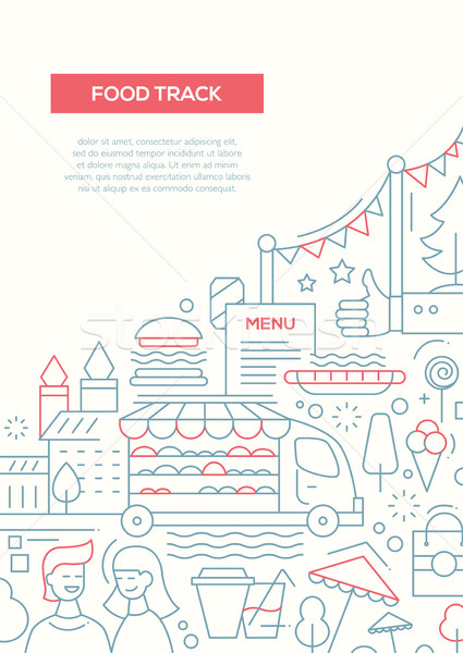 Food Track - line design brochure poster template A4 Stock photo © Decorwithme