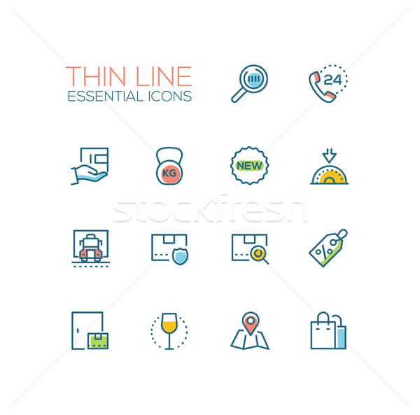 Delivery Service - modern vector single thin line icons set Stock photo © Decorwithme
