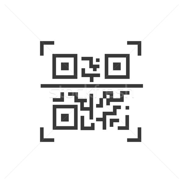 Stock photo: QR code - line design single isolated icon