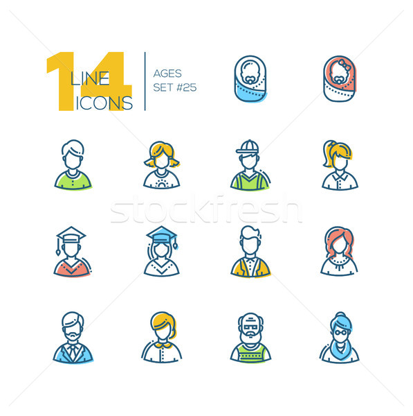 Ages - set of line design style icons Stock photo © Decorwithme