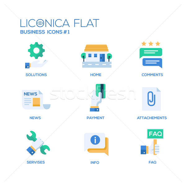 Set of modern office flat design icons and pictograms Stock photo © Decorwithme