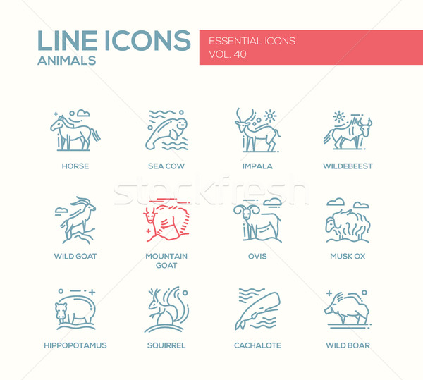Animals - line design icons set Stock photo © Decorwithme