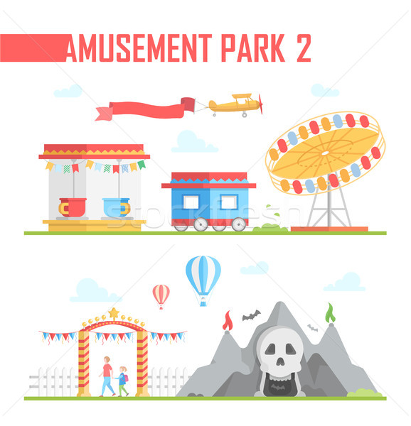 Set of amusement park elements - modern vector illustration Stock photo © Decorwithme