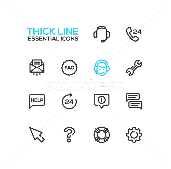 Help Center - Thick Single Line Icons Set Stock photo © Decorwithme