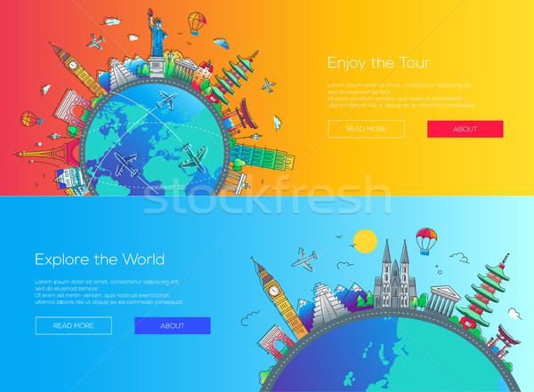 Flat design web page travel banners set Stock photo © Decorwithme