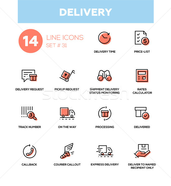 Delivery - modern vector single line icons set Stock photo © Decorwithme