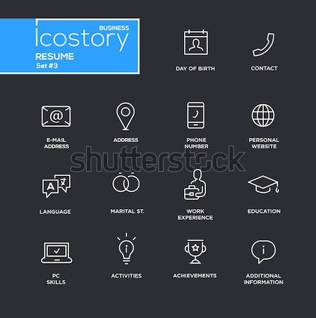 Resume - modern simple thin line design icons, pictograms set Stock photo © Decorwithme