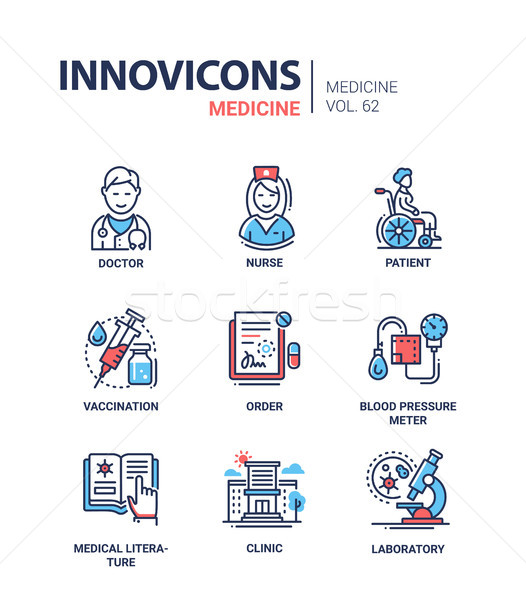 Medicine - line design icons set Stock photo © Decorwithme