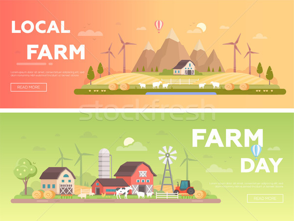 Local farm - set of modern flat design style vector illustrations Stock photo © Decorwithme