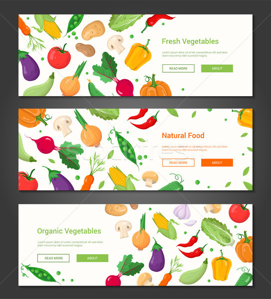 Natural food - set of modern colorful vector posters Stock photo © Decorwithme